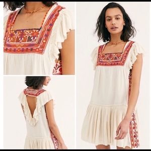 Free People Day Glow Mini Dress in “white sand”